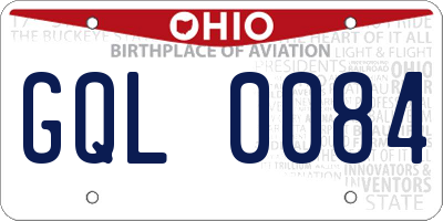 OH license plate GQL0084
