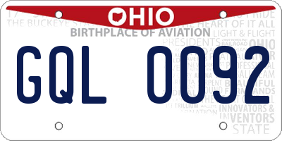 OH license plate GQL0092