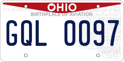 OH license plate GQL0097