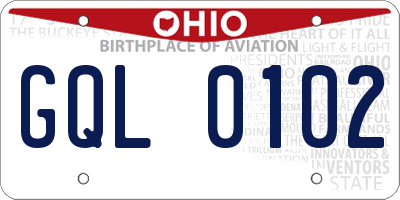 OH license plate GQL0102