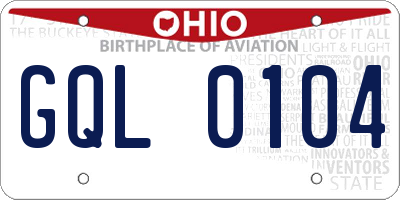 OH license plate GQL0104
