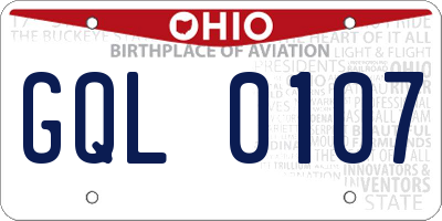 OH license plate GQL0107