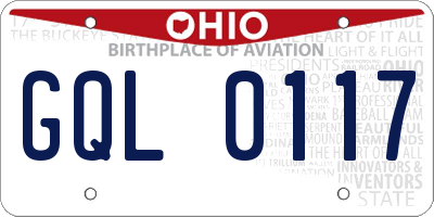 OH license plate GQL0117