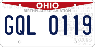 OH license plate GQL0119