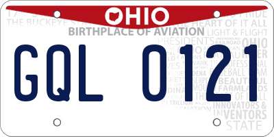 OH license plate GQL0121