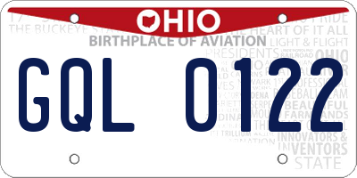 OH license plate GQL0122