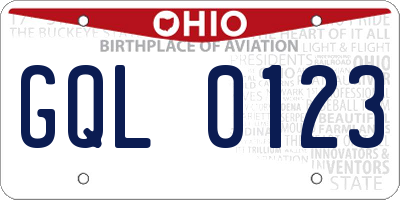 OH license plate GQL0123