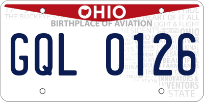 OH license plate GQL0126