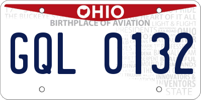OH license plate GQL0132