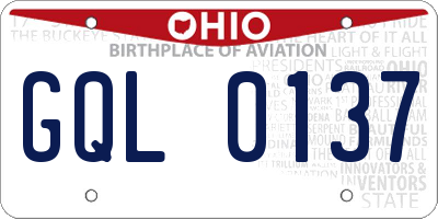 OH license plate GQL0137