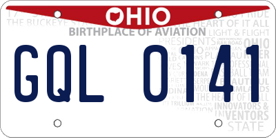 OH license plate GQL0141