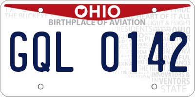 OH license plate GQL0142