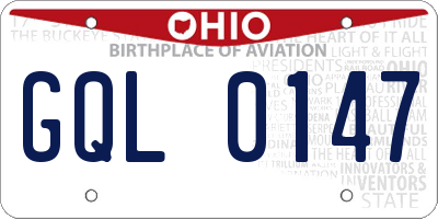 OH license plate GQL0147