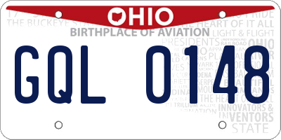 OH license plate GQL0148