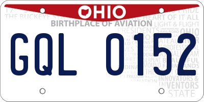 OH license plate GQL0152