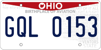 OH license plate GQL0153