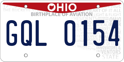 OH license plate GQL0154