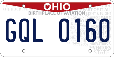 OH license plate GQL0160