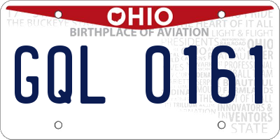 OH license plate GQL0161