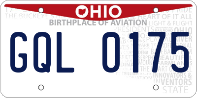 OH license plate GQL0175