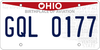 OH license plate GQL0177