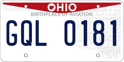 OH license plate GQL0181