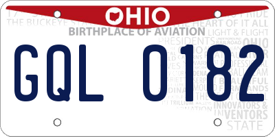 OH license plate GQL0182