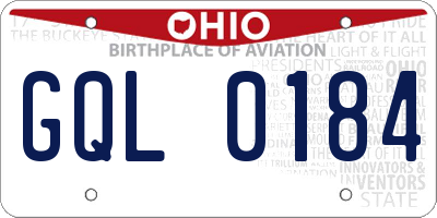 OH license plate GQL0184