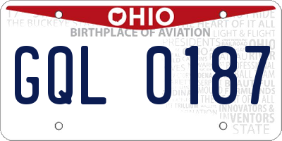 OH license plate GQL0187