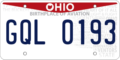 OH license plate GQL0193