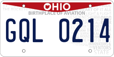 OH license plate GQL0214