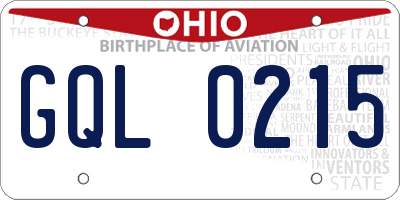 OH license plate GQL0215