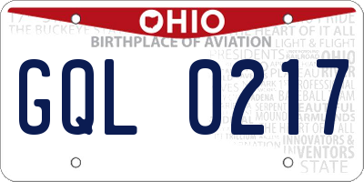 OH license plate GQL0217