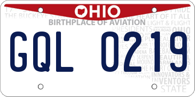 OH license plate GQL0219