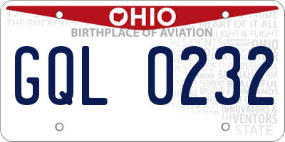 OH license plate GQL0232