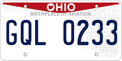 OH license plate GQL0233