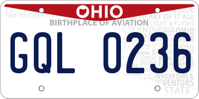 OH license plate GQL0236