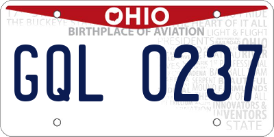 OH license plate GQL0237