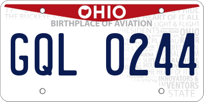 OH license plate GQL0244