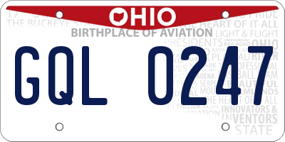 OH license plate GQL0247
