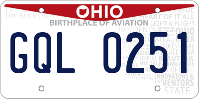 OH license plate GQL0251