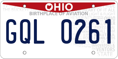 OH license plate GQL0261