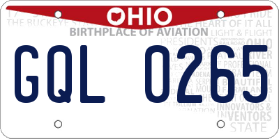 OH license plate GQL0265