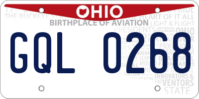 OH license plate GQL0268