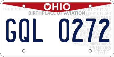 OH license plate GQL0272