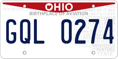 OH license plate GQL0274
