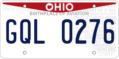 OH license plate GQL0276