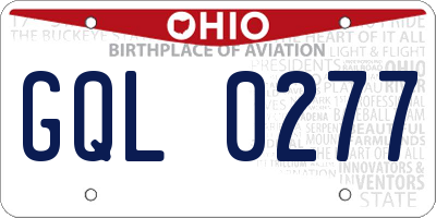 OH license plate GQL0277