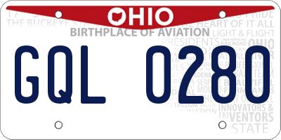 OH license plate GQL0280