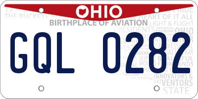 OH license plate GQL0282